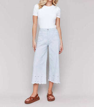 Charlie B - Wide-leg Cropped Jeans With Scallop Embroidered Hem