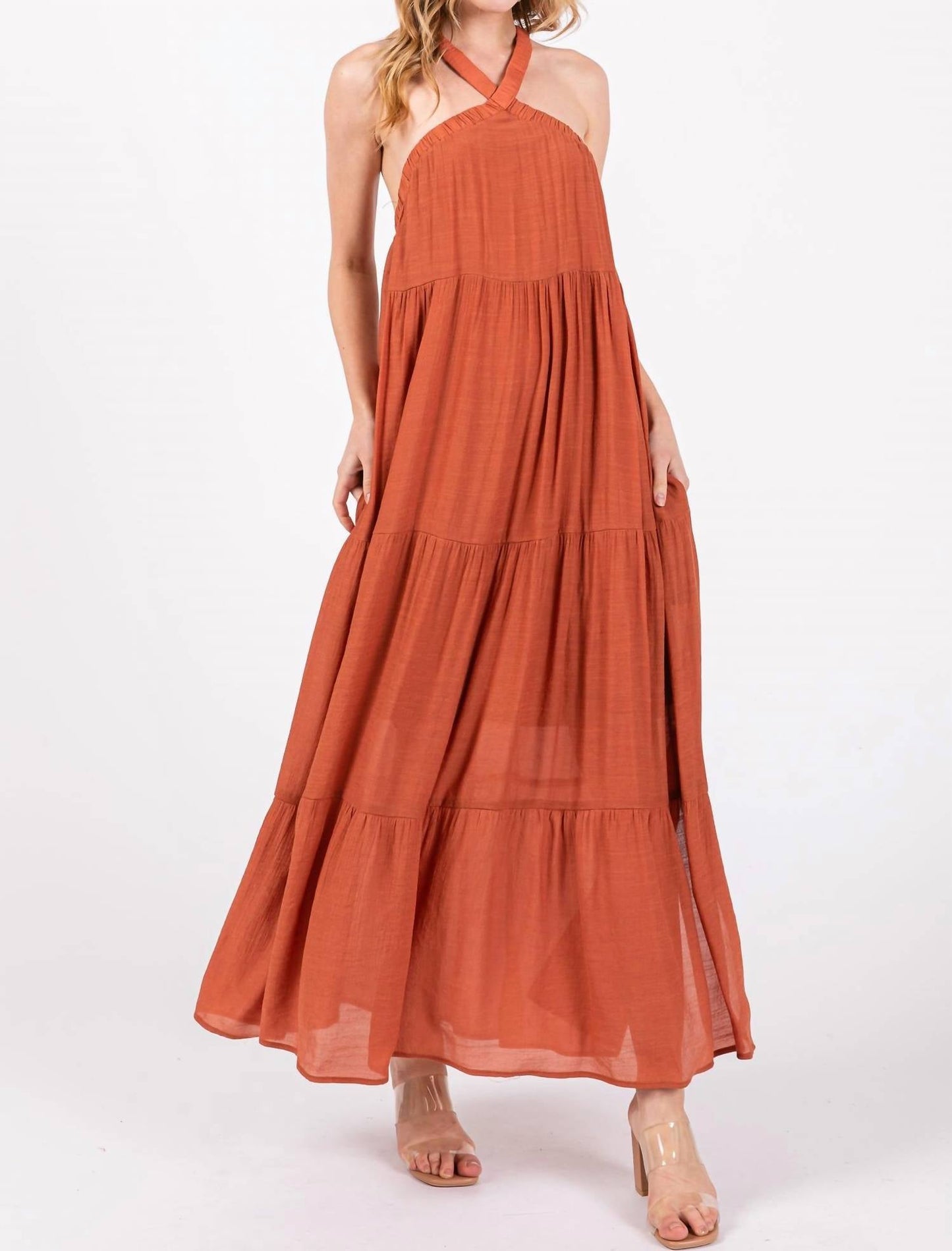 Wishlist - Halter Tiered Maxi Dress