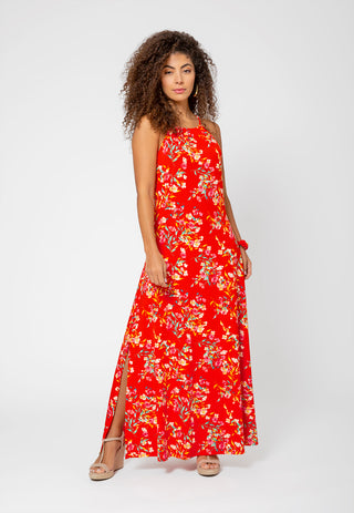 Leota Women's Cameron Maxi Dress in Watercolor Floral Grenadine Large Lord & Taylor Red