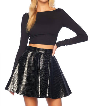 Susana Monaco - Croc Embossed Faux Leather Mini Skirt