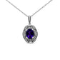 .925 Sterling Silver Diamond Accent and 9x7mm Purple Oval Amethyst Gemstone Pendant 18" Necklace (I-J Color, I1-I2 Clarity)