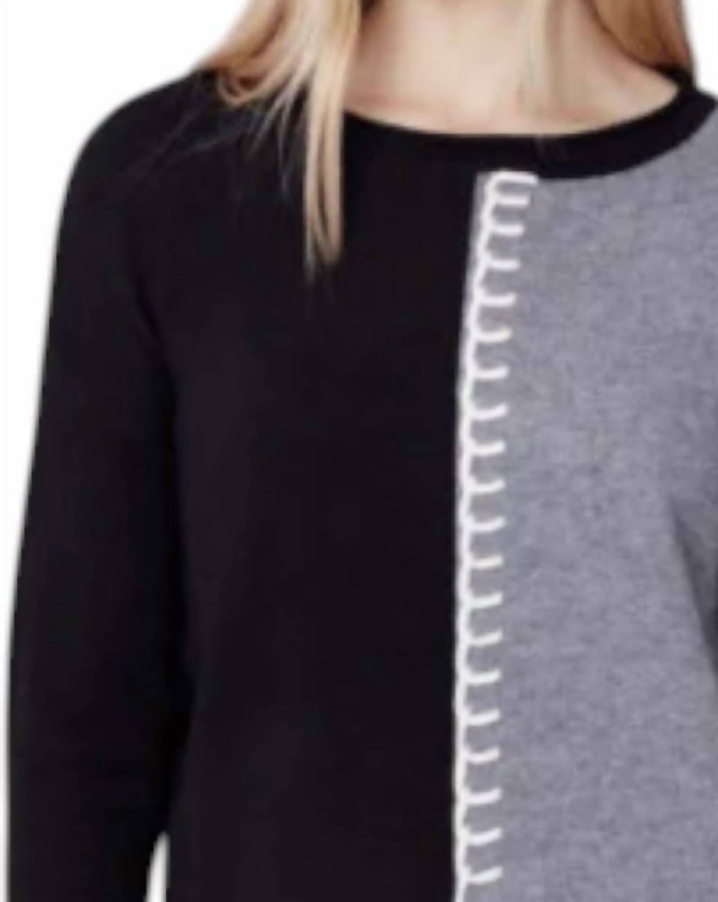 Charlie B - Color Block Sweater With Stitch Detail