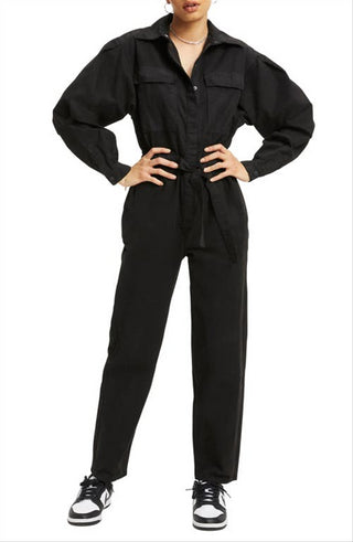 Good American Women's Black Long Sleeve Jumpsuit Size 4