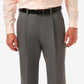 Haggar Men's Cool 18 Pro Classic Fit Expandable Waist Pleated Stretch Dress Pants Gray Size 42X29