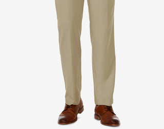 Haggar Men's Cool 18 Pro Stretch Straight Fit Flat Front Dress Pants Beige Size 34X29