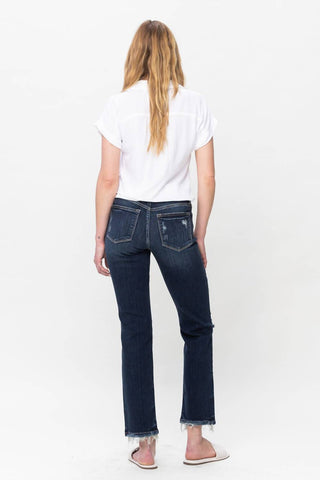 Judy Blue - Mid Rise Ripped Straight Denim Jeans