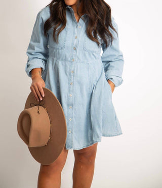 Bluivy - Denim A-line Mini Dress