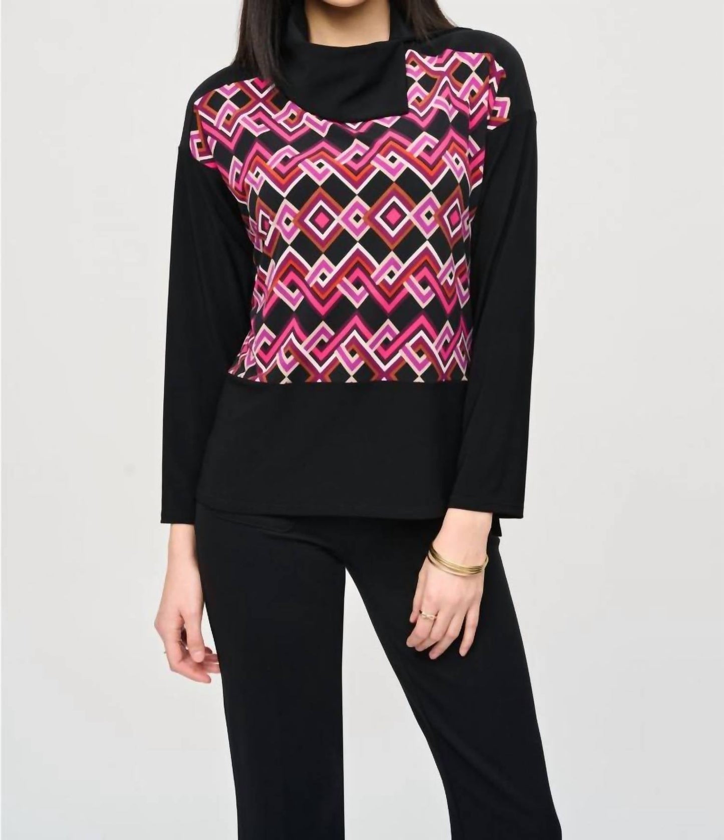 Joseph Ribkoff - Geometric Print Cowl Neck Top