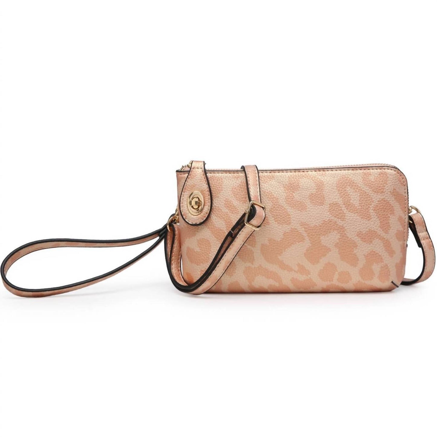 Jen & Co. - Cheetah Print Crossbody Wristlet Clutch With Twist Lock Closure
