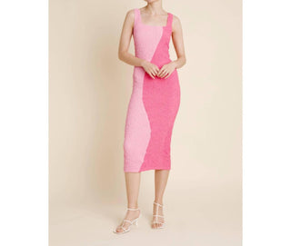 Aureum - Two-tone Smocked Midi Dress