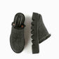 All Black - Women's Raffia Round Lugg Mule