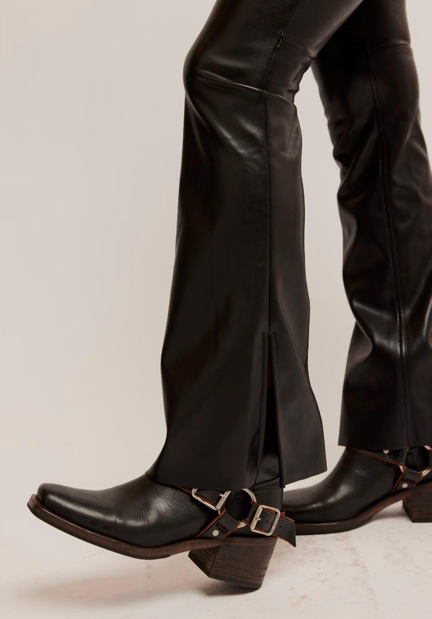Free People - Level Up Vegan Leather Slit Boot Cut Pants