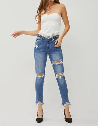 Risen - Richwood High Rise Distressed Wash Skinny Jeans