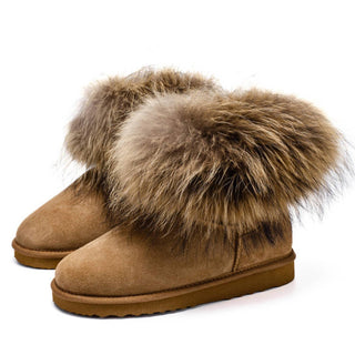 Spring Step Shoes - Women's Shearling Winter Boots With Racoon Fur