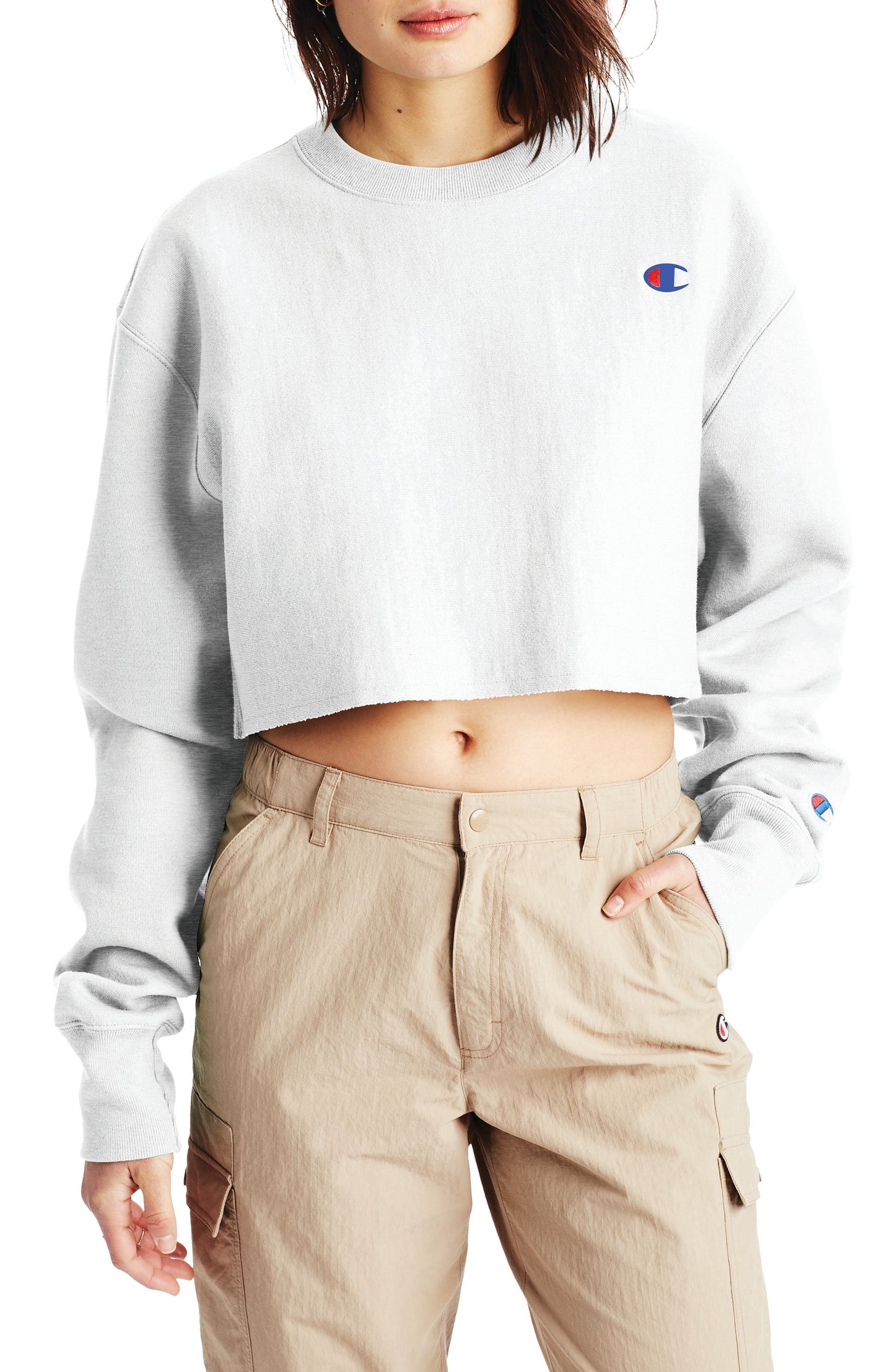 Champion Reverse Weave Crop Sweatshirt - Silver Grey
