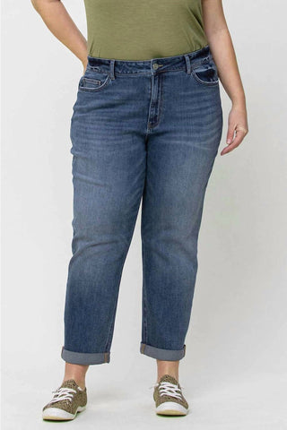 Vervet By Flying Monkey - Curvy Cuffed Boyfriend Jeans