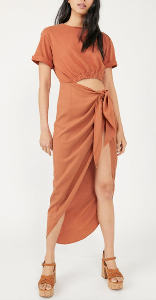 Free People - Short Sleeve Side Tie Maxi Dress
