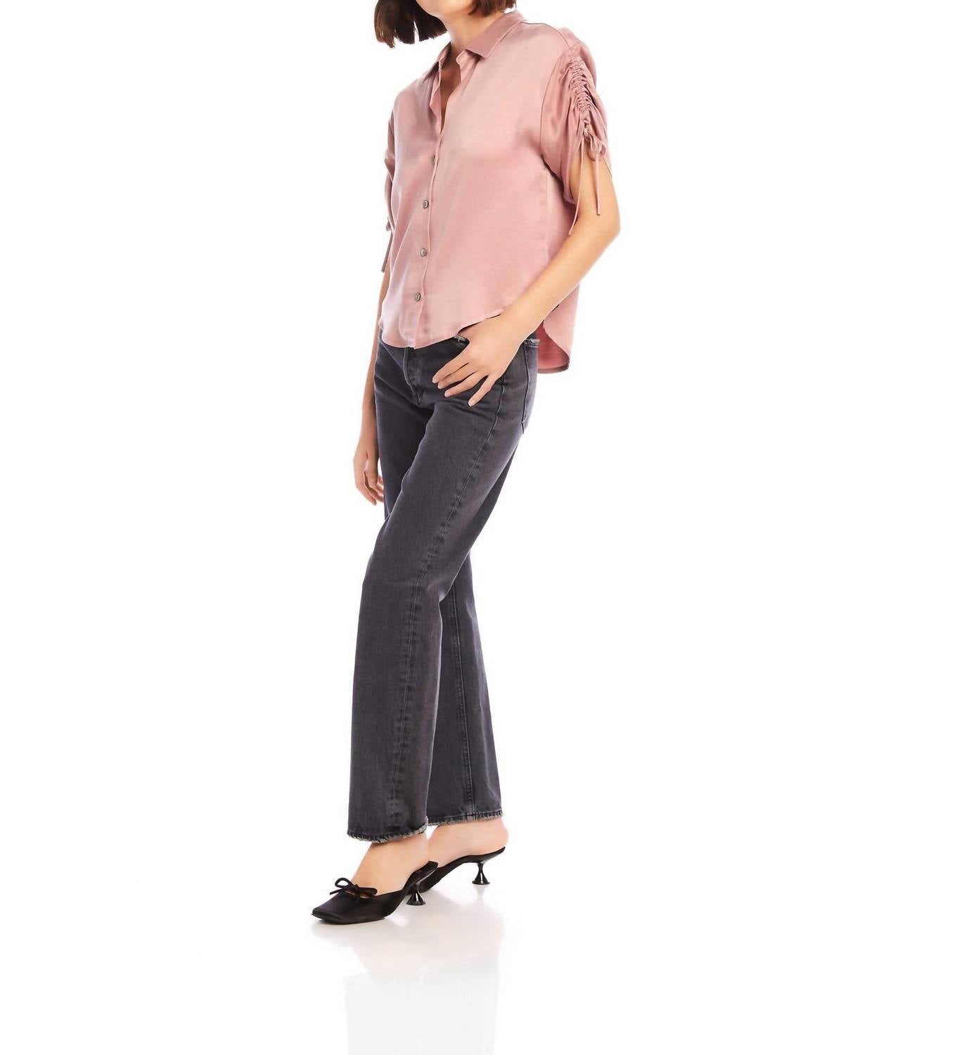 Fifteen Twenty - Ryan Ruched Tie Sleeve Button Shirt