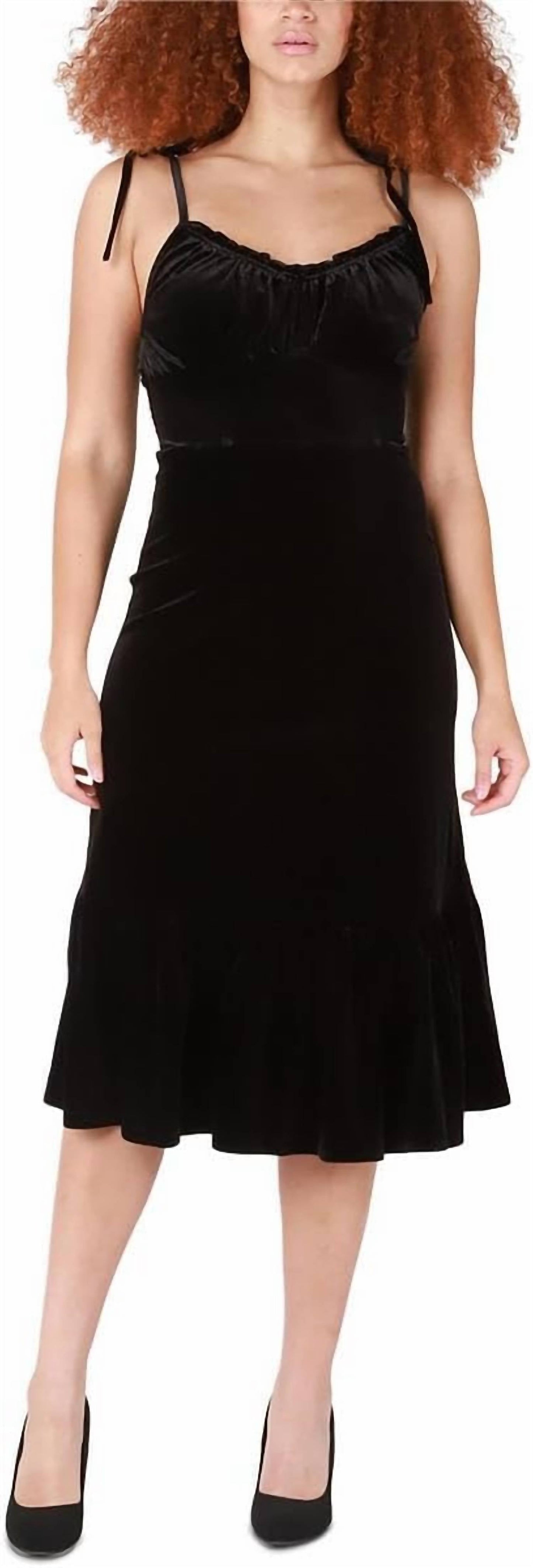 Black Tape - Women's Velvet Strappy Midi Dress