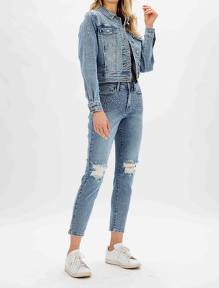 Judy Blue - High Waist Rhinestone Embellished Slim Denim Jeans