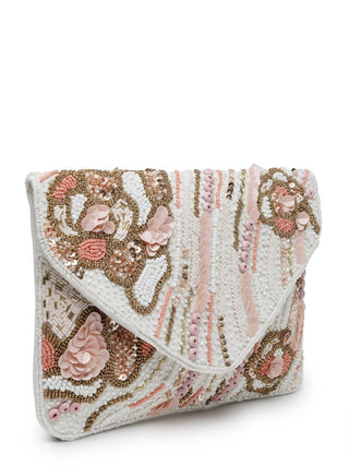 Treasure Jewels - Women's Shades Of Peach Beaded Clutch
