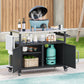 K&K 54.5 Inch Outdoor Kitchen Island with Stainless Steel Tabletop