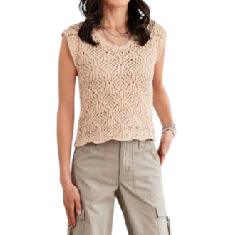 Elan - Cap Sleeve Crochet Sweater