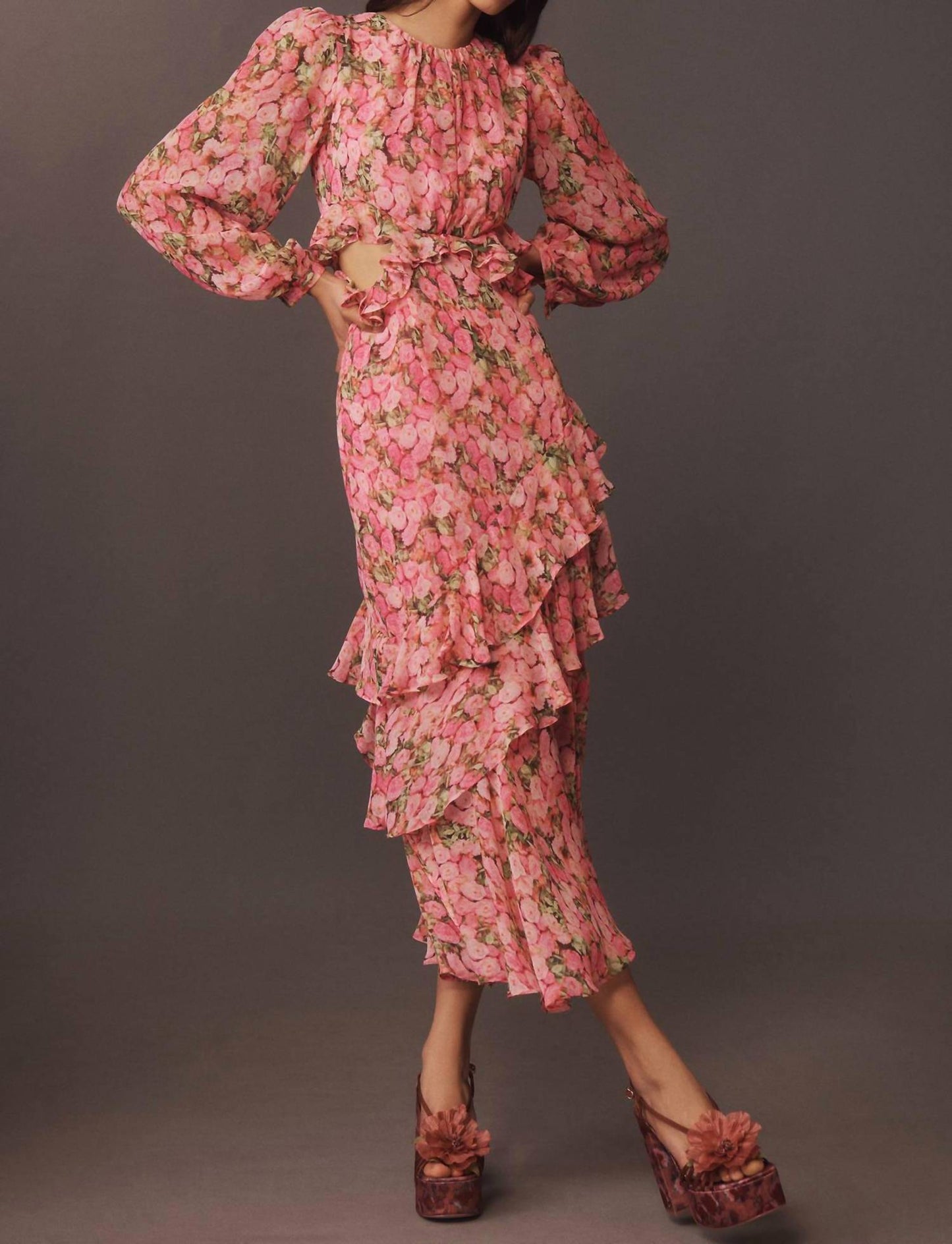 2.7 August Apparel - Floral Ruffled Maxi Dress