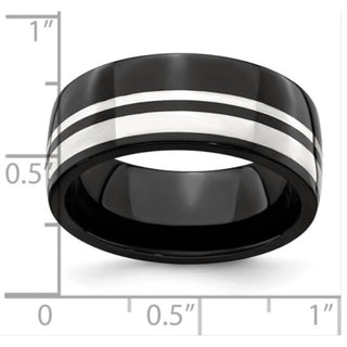 Quality Gold - Men's Titanium And Sterling Silver Ring