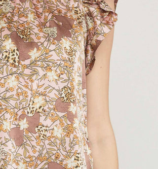 Entro - Floral & Leopard Ruffle Top