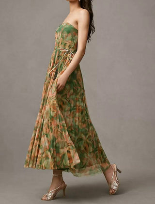 Hutch - Women's Costella Strapless Pleated Floral Tulle Midi Dress