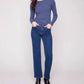 Charlie B - Long Sleeve Crew Neck Interlock Knit Top