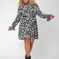 Leota Women's Bianca Floral Long Sleeve Dress Black Size 2X