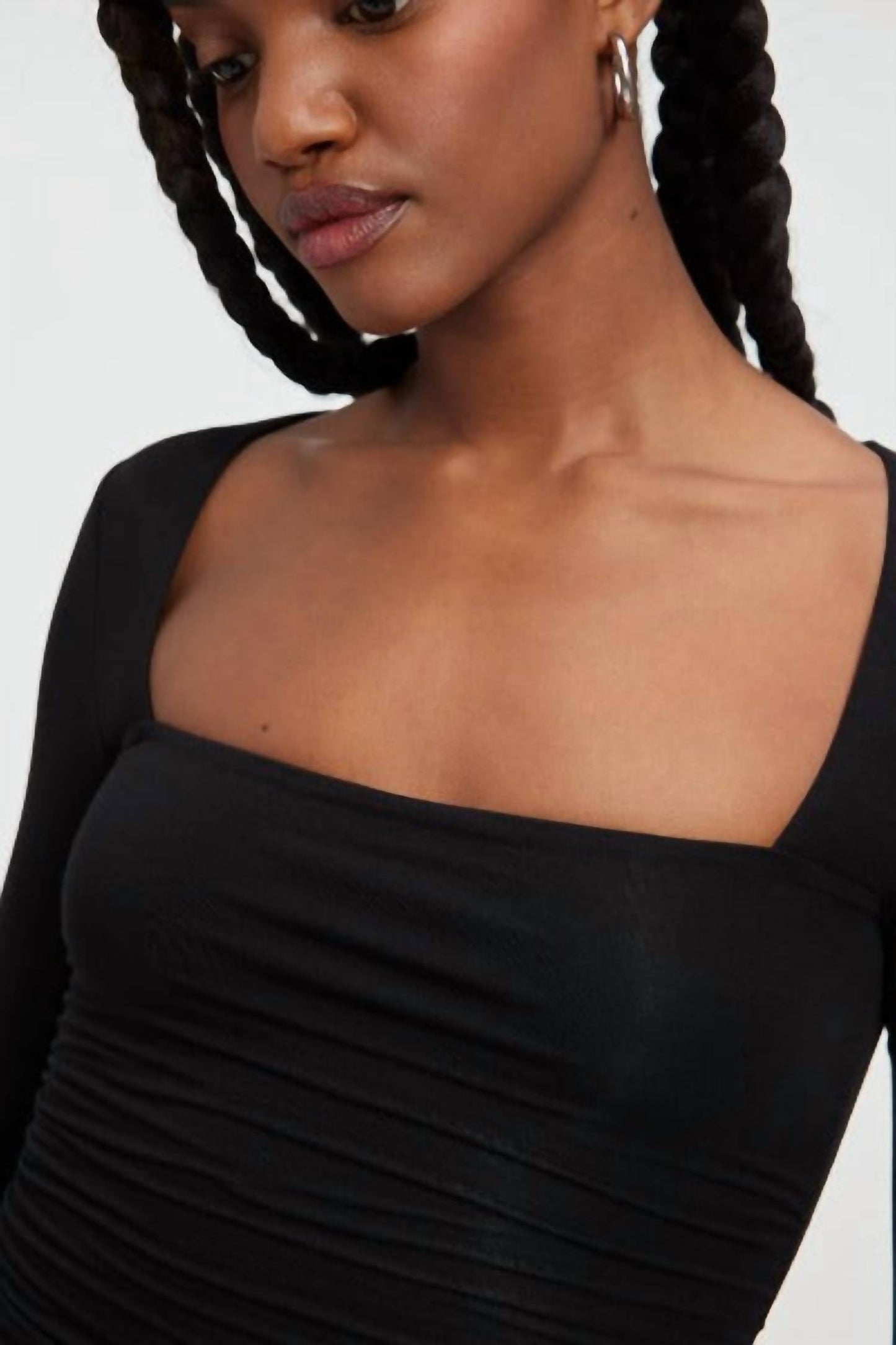 Good American - Ruched Square-neck Maxi Dress