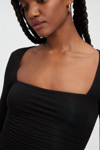 Good American - Ruched Square-neck Maxi Dress