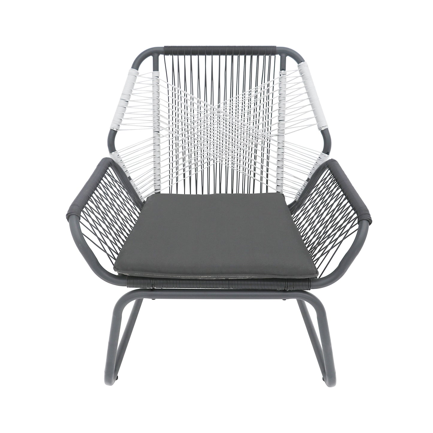 Set of 2 Woven Rattan Outdoor Club Chairs with Cushions