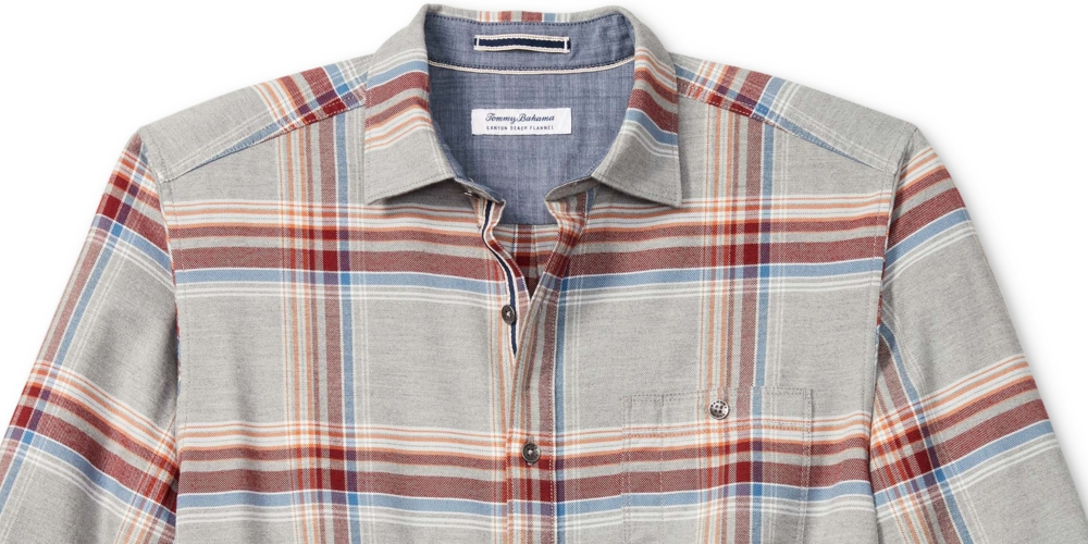 Tommy Bahama Men's Canyon Beach Montara Plaid Button Up Shirt Black Size Small