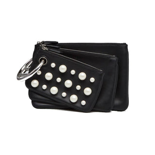 Fendi - Women's Leather Pearl Studded Triplette Multi Clutch Handbag