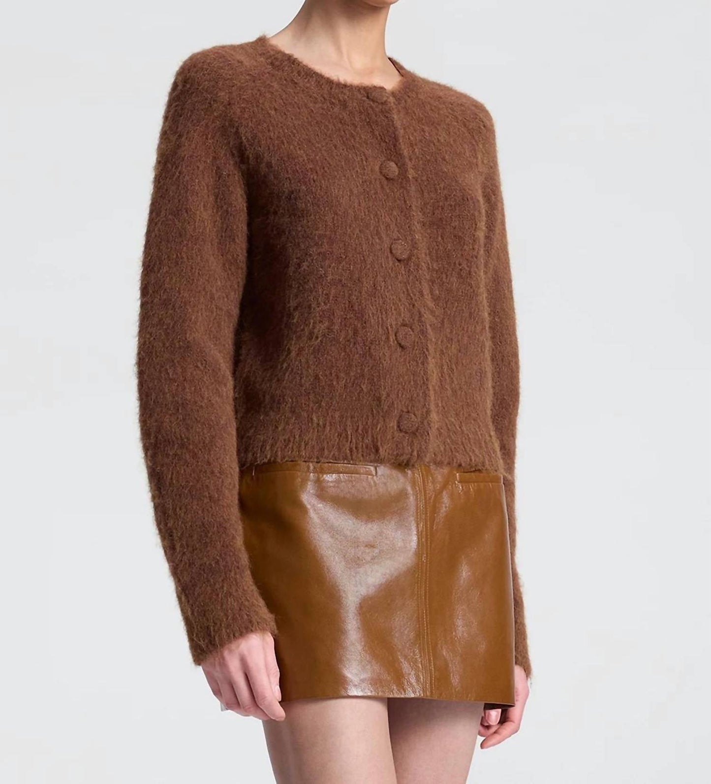 A.L.C. - Cowan Glossy Leather Mini Skirt