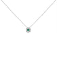14K White Gold 3.8 MM Green Emerald and 1/3 Cttw Diamond Composite Halo 18" Pendant Necklace (F-G Color, VS2-SI1 Clarity)