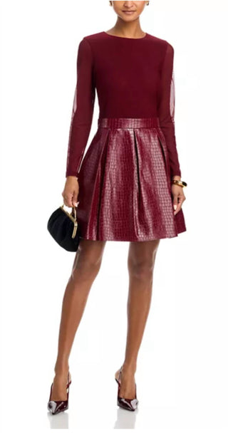 Alice + Olivia - Chara Croc Embossed Pleated Dress