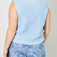 Baevely By Wellmade - Plus-size Powder Sky Knitted Vest