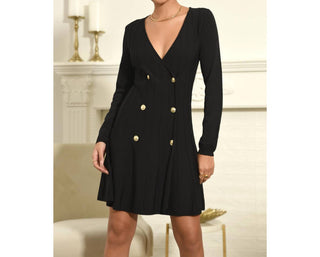 Adelyn Rae - Regina Double Breasted Knit Skater Dress