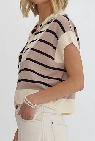 Entro - Quarter Zip Stripe Sweater