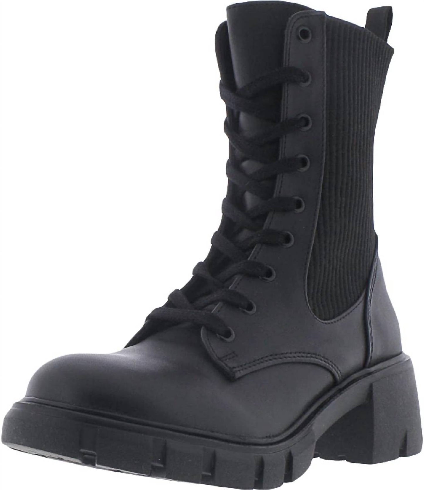 Steve Madden - Women''s Hunt Lace Up Rounded Toe Chunky Lug Sole Combat Boots
