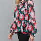 61 Jane - Women's Floral Keyhole Tie Neck Blouse