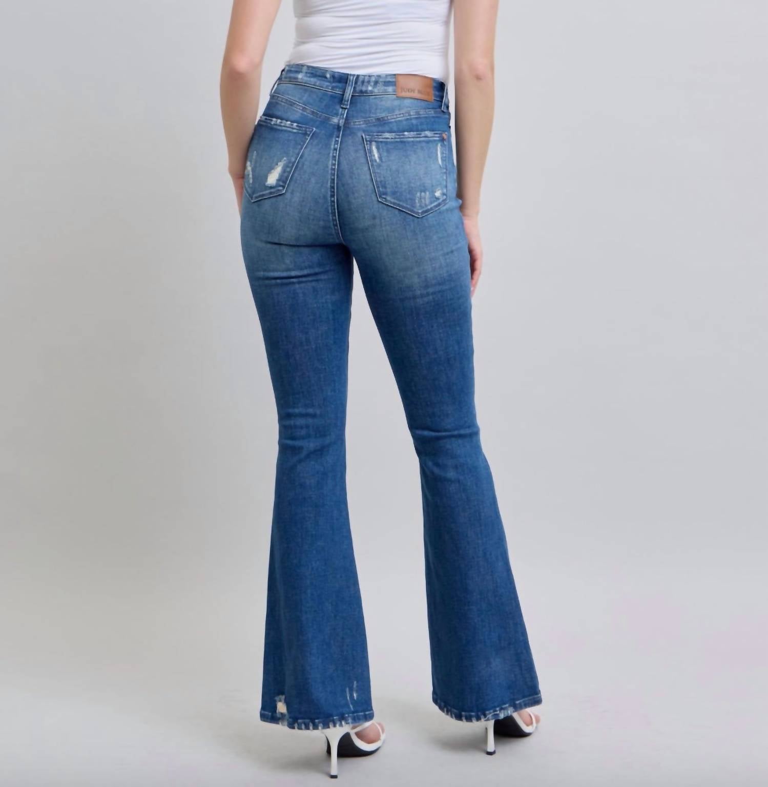Judy Blue - High Waist Contrast Wash Destroy Flare Jeans