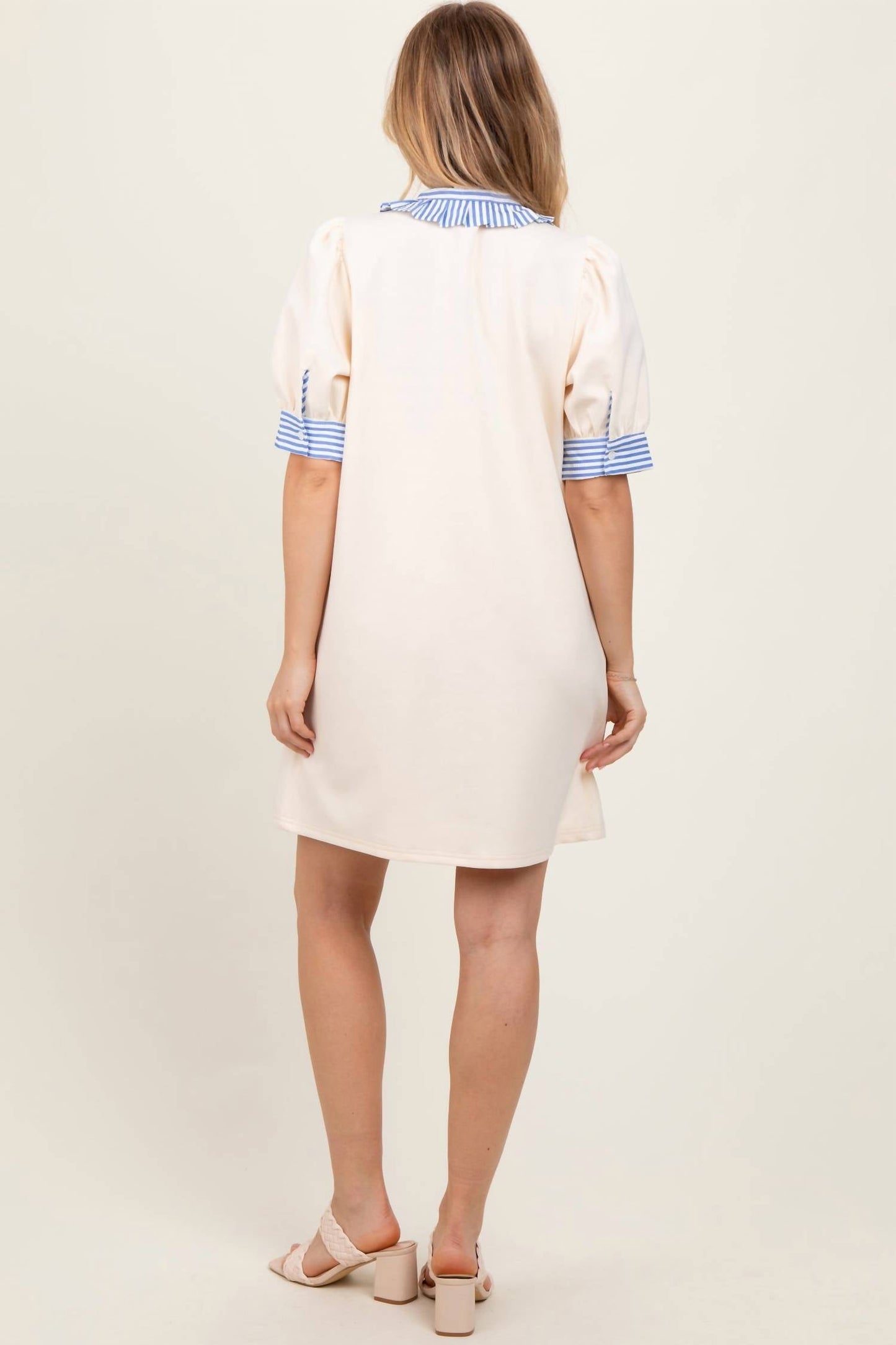 Entro - Striped Collar Shirt Dress - Plus Size