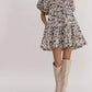 Entro - Ballina Floral Print V-Neck Bubble Sleeve Mini Dress