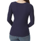 Anne Klein Women's Koney Ballet Long Sleeve Faux Wrap Top Blue Size Medium